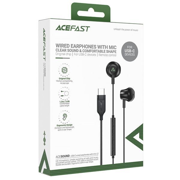 Наушники Acefast L2 (Type-C/1.2m) Black ILSO-00000087728-1 фото