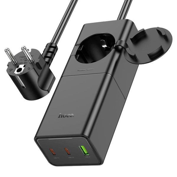 Сетевое зарядное устройство для HOCO NS4 Sharp PD65W(2C1A) desktop socket(EU/GER) Black 656-03200 фото
