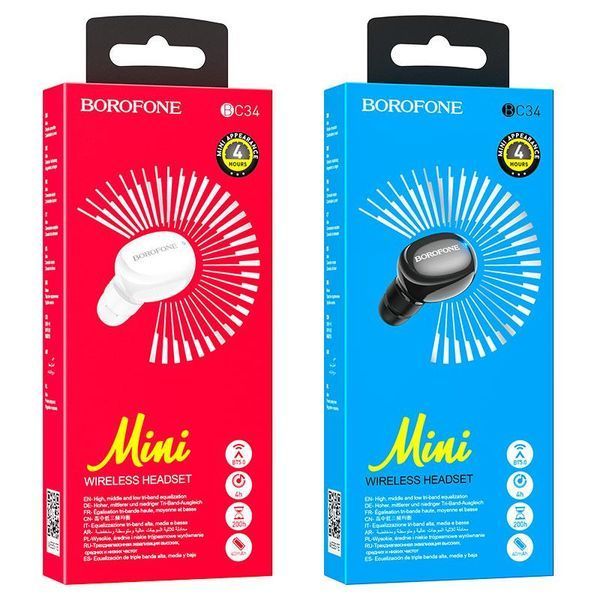 Bluetooth гарнітура BOROFONE BC34 Mikey MINI Black 777-00050 фото