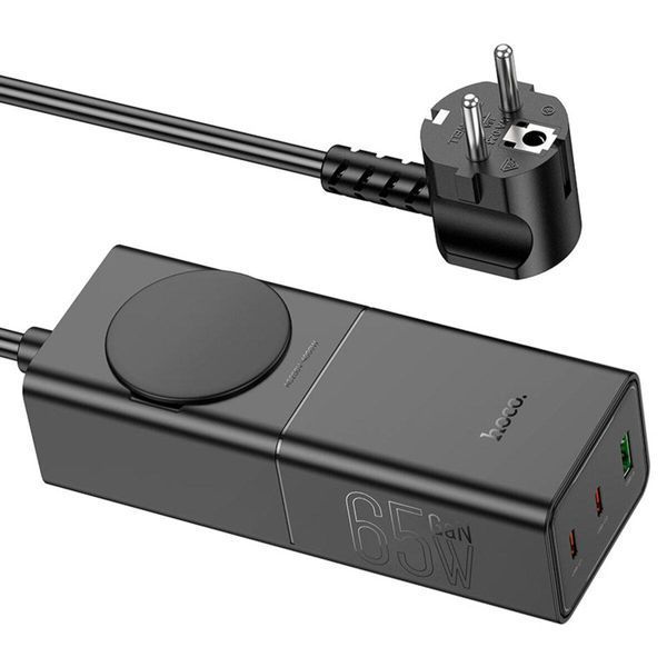 Сетевое зарядное устройство для HOCO NS4 Sharp PD65W(2C1A) desktop socket(EU/GER) Black 656-03200 фото
