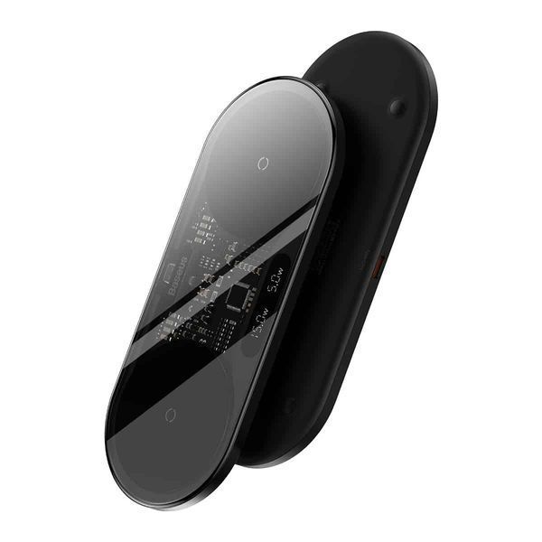 Бездротовий мультизарядний пристрій Baseus Digital LED Display 2in1 Wireless Charger 20W Black Universal version WXSX010101 фото