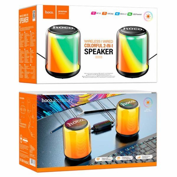 Портативна колонка HOCO BS56 Colorful BT wired 2-in-1 computer speaker Black 656-00757 фото