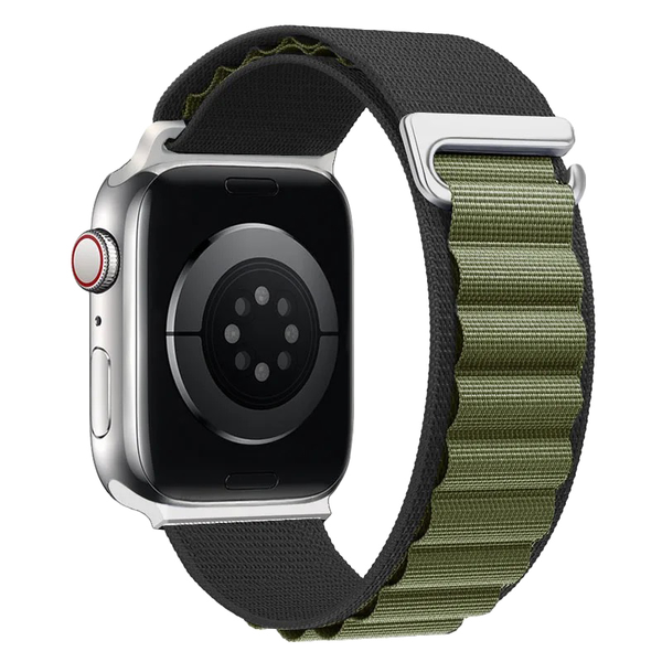 Тканинний ремінець Alpine Loop для Apple Watch 42/44/45/49 mm Black Army-green 212-00540 фото