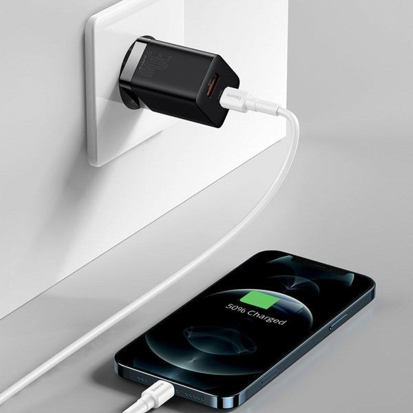 Мережевий зарядний пристрій Baseus Super Si Pro Quick Charger C+U 30W EU Black 656-01309 фото