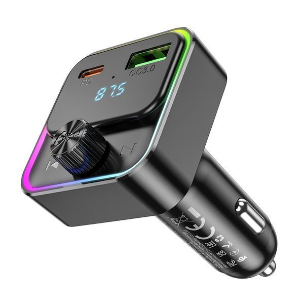 АЗУ с FM-модулятором HOCO E81 Fantasy PD30W+QC3.0 car BT FM transmitter Black 6942007612296 фото