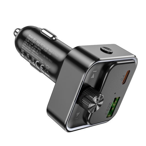 АЗУ с FM-модулятором HOCO E81 Fantasy PD30W+QC3.0 car BT FM transmitter Black 6942007612296 фото