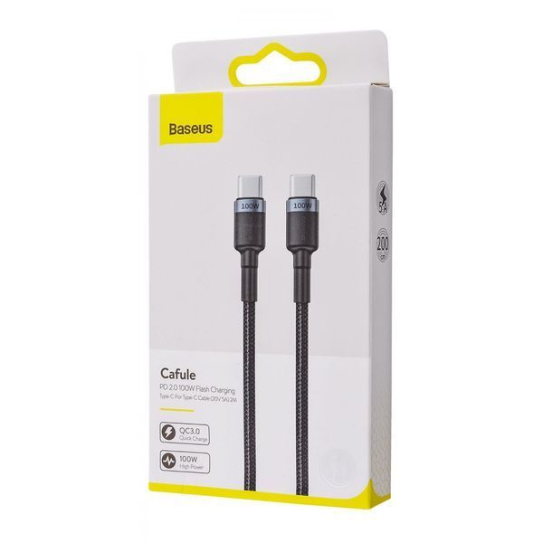 Кабель Baseus Cafule Flash Charging Type-C to Type-C PD 2.0 100W (2m) Red/Black CATKLF-AL91 фото