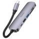 USB-хаб HOCO HB28 Type-C multi-function converter(HDTV+USB3.0+USB2.0+SD+TF+PD) Metal Gray 6931474769336 фото 4
