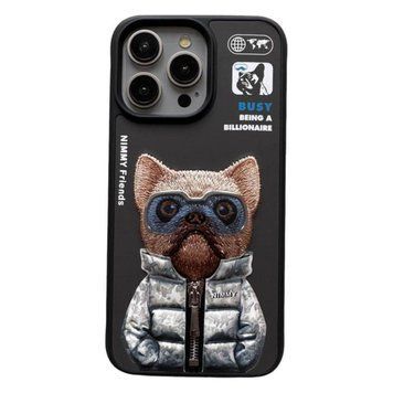 Чехол TPU+PC Nimmy 3D with Metal Buttons для iPhone 15 Pro Dog Black 656-02533 фото