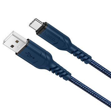 Кабель HOCO X59 USB to Type-C 3A, 1m, nylon, TPE connectors, Blue 6931474744944 фото