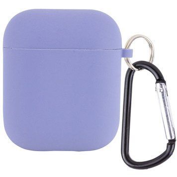 Силиконовый футляр с микрофиброй для наушников Airpods 1/2 Lavender Gray 203-00216 фото