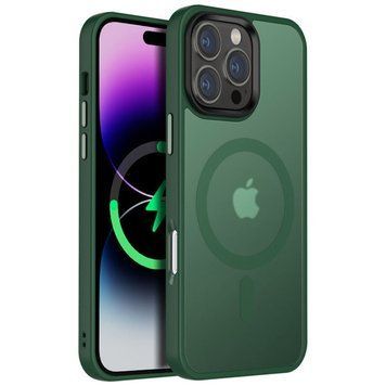 Чехол TPU+PC Metal Buttons with MagSafe Colorful для Apple iPhone 16 Pro Max (6.9") Dark Green 555-03019 фото