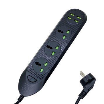 Сетевой удлинитель WUW C133 4USB+3Socket 2500W 2m Black 656-03201 фото