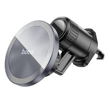 Тримач для мобільного HOCO H23 Alma metal ring magnetic car holder(air outlet) Black Metal Gray 656-00496 фото
