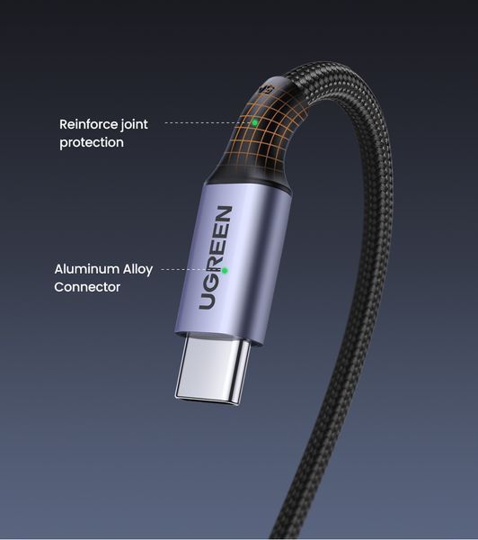 Кабель UGREEN US334 USB-C to USB-C PD Fast Charging 90 Degree Cable 5A Max Black 2m UGR-70645 фото