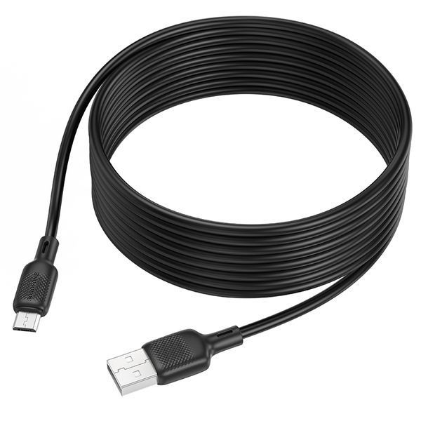 Кабель BOROFONE BX113 Lenny silicone charging data cable Micro(L=3M) Black 6941991115547 фото