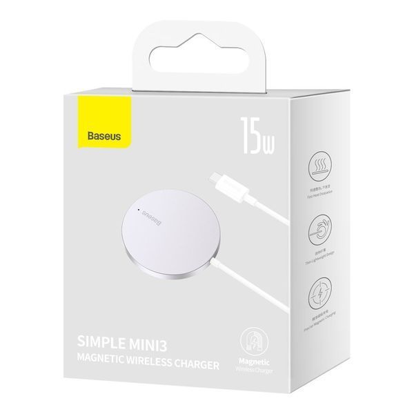 БЗУ Baseus Simple Mini3 Magnetic Wireless Charger 15W (CCJJ0400) Silver ILSO-00000063648-2 фото
