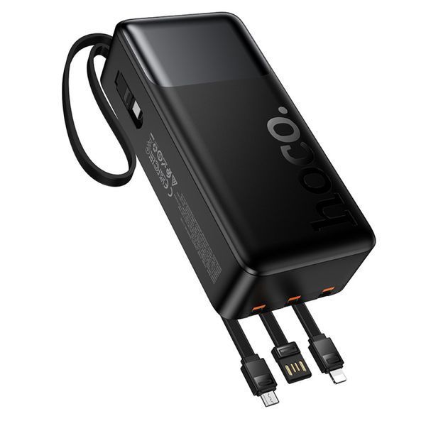 Power Bank Hoco J156B Founder 30000mAh 22.5W+PD20W (with cable Type-C+Micro+Lightning+USB) Black 216-00169 фото