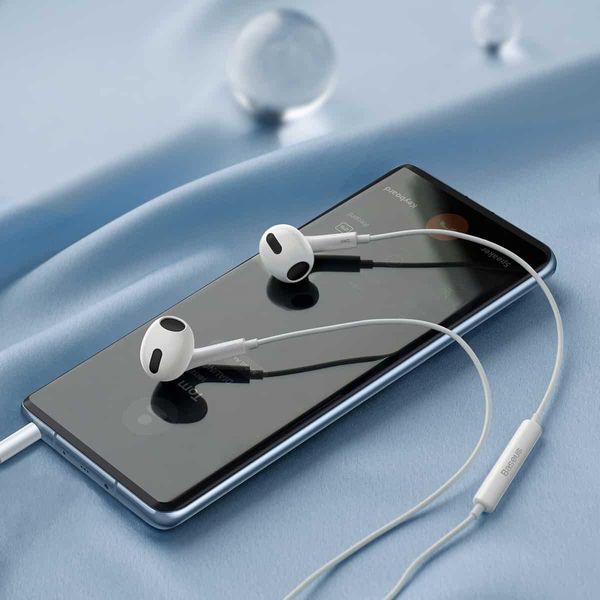 Навушники Baseus Encok 3.5mm lateral in-ear Wired Earphone H17 White 656-03918 фото