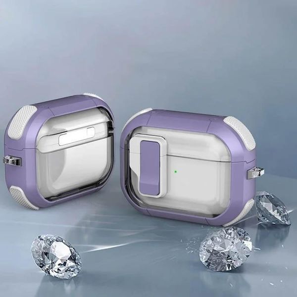 Футляр противоударный Locking Button для наушников Airpods Pro Light Purple 203-00421 фото