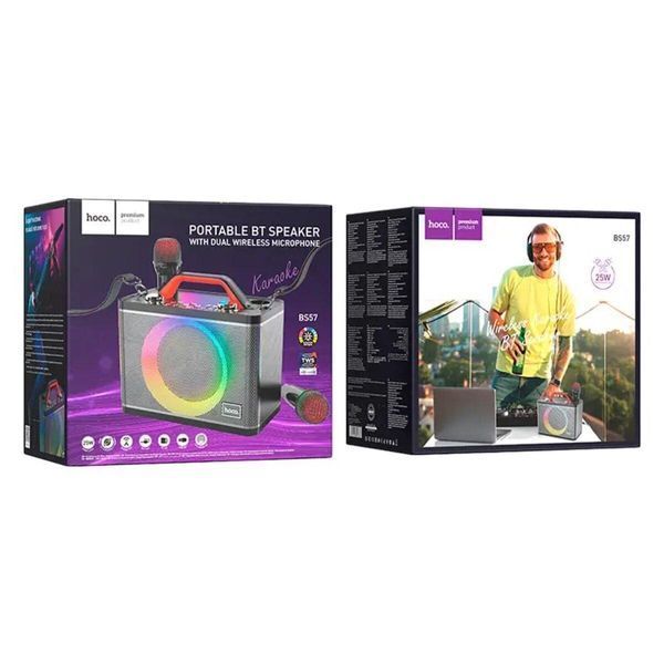 Портативна колонка HOCO BS57 Jenny dual mic wireless karaoke BT speaker Black 656-00758 фото
