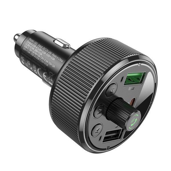 АЗУ с FM-модулятором HOCO E82 Guerrero PD30W+QC3.0 car BT FM transmitter Black 6942007620642 фото