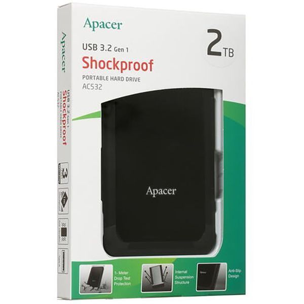 Внешний жесткий диск PHD External 2.5'' Apacer USB 3.1 AC532 2TB Black AP2TBAC532B-1 фото