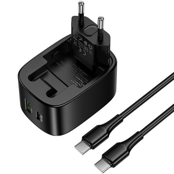 МЗП Hoco CS101A Folding PD20W+QC3.0 (1USB-A/1C) + кабель Type-C to Type-C Black ILSO-00000084985-1 фото