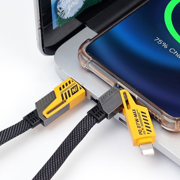 Кабель WUW-X207 USB 3 in 1 65 W black 6972573336524 фото