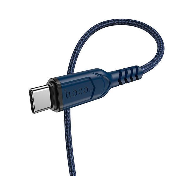 Кабель HOCO X59 USB to Type-C 3A, 1m, nylon, TPE connectors, Blue 6931474744944 фото