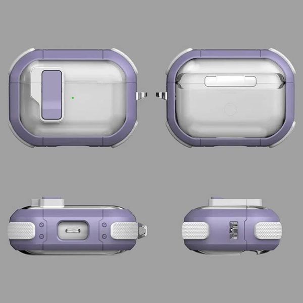 Футляр противоударный Locking Button для наушников Airpods Pro Light Purple 203-00421 фото