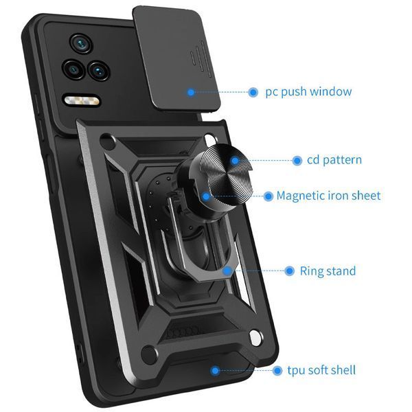 Ударостійкий чохол Camshield Serge Ring для Xiaomi Poco F4 Black 777-04568 фото