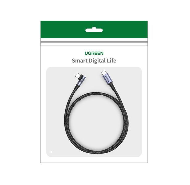 Кабель UGREEN US334 USB-C to USB-C PD Fast Charging 90 Degree Cable 5A Max Black 2m UGR-70645 фото