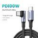 Кабель UGREEN US334 USB-C to USB-C PD Fast Charging 90 Degree Cable 5A Max Black 2m UGR-70645 фото 3