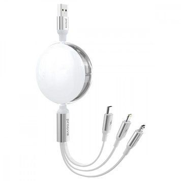 Кабель Proove Triple Sync 3 in 1 Type-C + Micro USB + Lightning (1.2m) White CCTS20001502 фото
