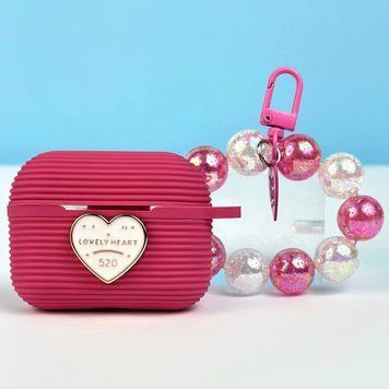 Силиконовый чехол Silicone case Lovely Heart для наушников AirPods Pro Red 203-00471 фото