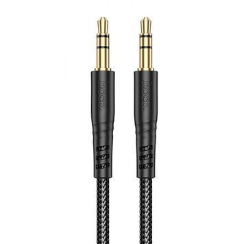 Аудіокабель HOCO UPA24 3.5mm male to 3.5mm male, nylon braid, 1m, Black 6931474789136 фото