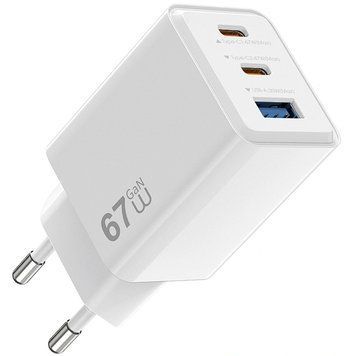 МЗП WIWU G026 Cube PD67W+QC3.0 GaN (1USB-A/2C) White ILSO-00000085950-1 фото