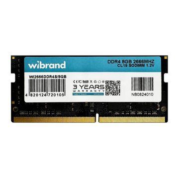Оперативна пам'ять DDR4 Wibrand 8GB 2666MHz CL19 SODIMM WI2666DDR4S/8GB фото