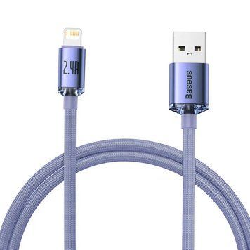 Кабель Baseus Crystal Shine Series Fast Charging Data Cable USB to iP 2.4A 1.2m Purple CAJY000005 фото