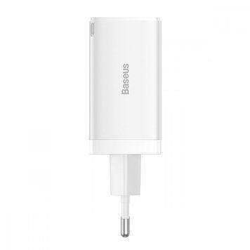 СЗУ Baseus GaN5 Pro 65W (2 Type-С+USB ) + Кабель Type-C to Type-C 100W (1m) White CCGP120202 фото