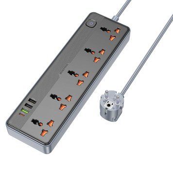 Сетевой удлинитель BOROFONE BAC5A Lord 5 position socket(PD20W/1C3A)(EU) Black 656-03202 фото
