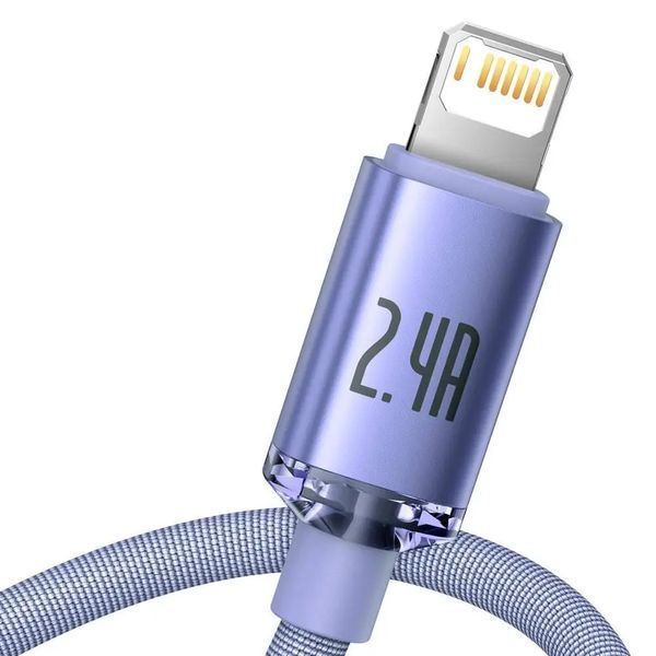 Кабель Baseus Crystal Shine Series Fast Charging Data Cable USB to iP 2.4A 1.2m Purple CAJY000005 фото