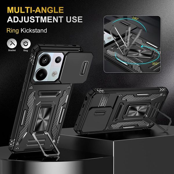 Ударопрочный чехол Camshield Army Ring для Xiaomi Poco X6 / Note 13 Pro 5G Black 777-04986 фото