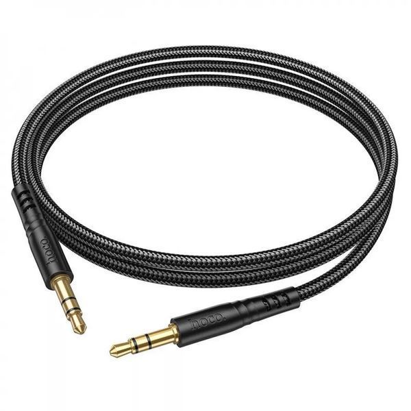 Аудіокабель HOCO UPA24 3.5mm male to 3.5mm male, nylon braid, 1m, Black 6931474789136 фото