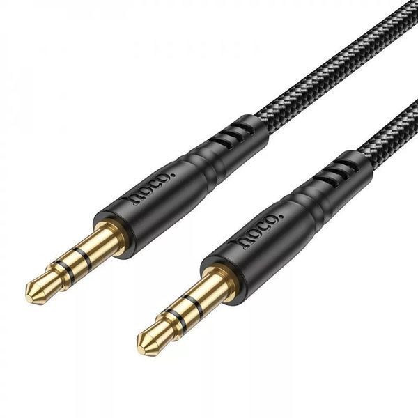 Аудіокабель HOCO UPA24 3.5mm male to 3.5mm male, nylon braid, 1m, Black 6931474789136 фото