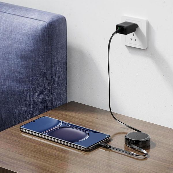 Кабель ACEFAST C13-03 USB-C to USB-C dual retraction charging data cable Black 6974316280132 фото