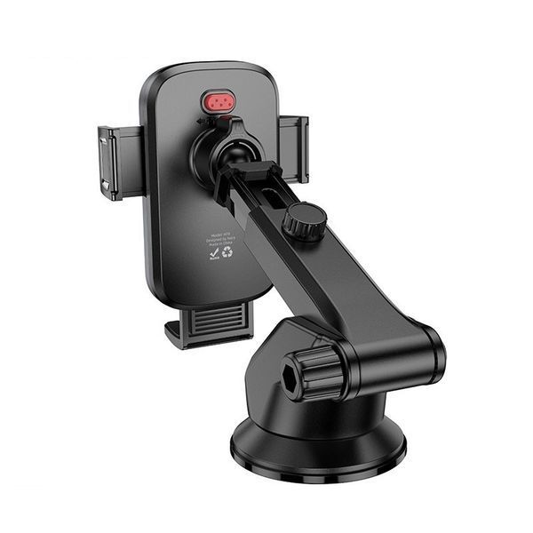 Автодержатель для телефона HOCO H79 Vista push-type car holder (center console) Black Metal Gray 6942007647892 фото