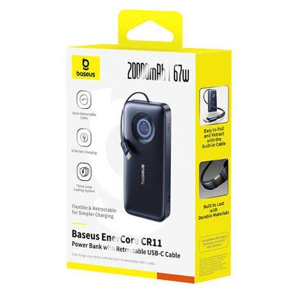 Портативное ЗУ Power Bank Baseus EnerCore CR11 PD67W with cable 20000 mAh (PPNMS) Cosmic Black ILSO-00000087543-1 фото