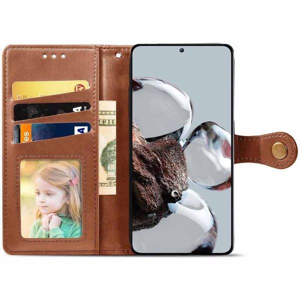 Кожаный чехол-книжка GETMAN Gallant (PU) для Xiaomi 12T / 12T Pro Brown 777-06452 фото